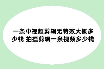 一条中视频剪辑无特效大概多少钱 拍摄剪辑一条视频多少钱